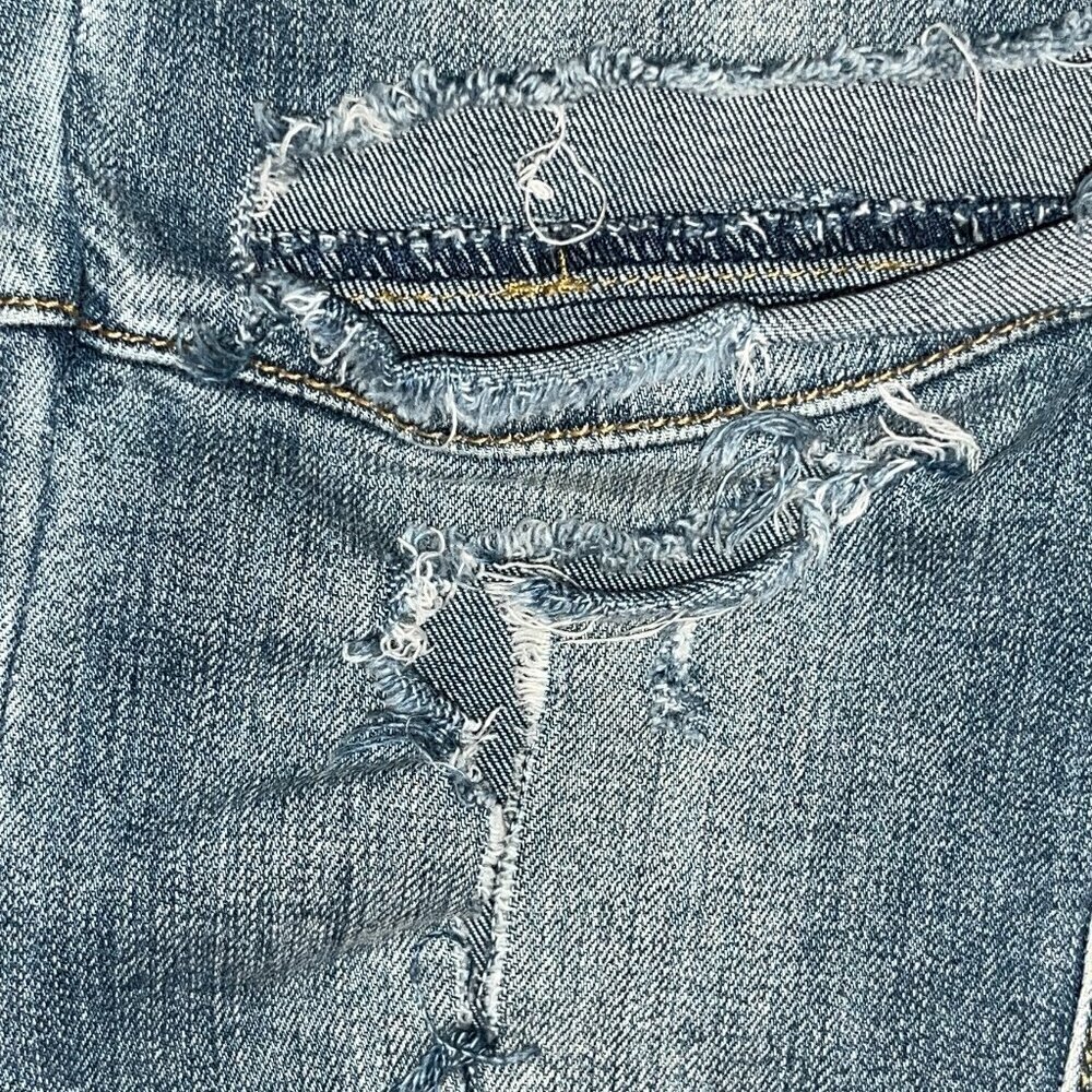 ONE X ONETEASPOON Low Rise Exposed Button Fly Dolphin Hem Distressed Jeans Sz.25 - Picture 10 of 16